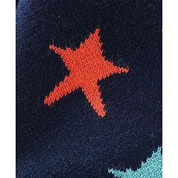 Babyhug Knitted Fleece Lined Full Sleeves Hooded Sweater With Star Print - Navy Blue