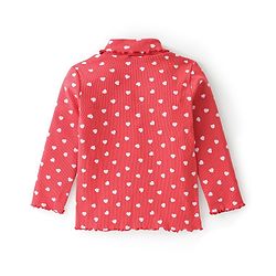 Babyhug 100% Cotton Knit Full Sleeves Skivi  T-Shirt Heart Print - Red