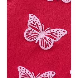 Babyhug Cotton Knit Full Sleeves Skivi Tee With Butterfly Graphics - Red