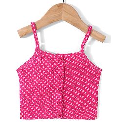 Babyhug Half Sleeves Embroidered Jacket with Bandhani Printed Top and Palazzo  Set - Fuchsia