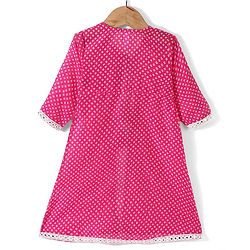 Babyhug Half Sleeves Embroidered Jacket with Bandhani Printed Top and Palazzo  Set - Fuchsia