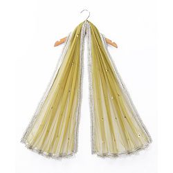 Babyhug Cotton Woven Sleeveless Choli and Lehenga Set with Lace Border Dupatta Bandhani Print - Green