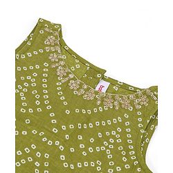Babyhug Cotton Woven Sleeveless Choli and Lehenga Set with Lace Border Dupatta Bandhani Print - Green