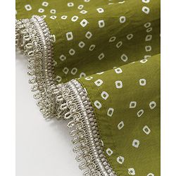Babyhug Cotton Woven Sleeveless Choli and Lehenga Set with Lace Border Dupatta Bandhani Print - Green