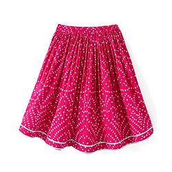 Babyhug 100% Cotton Woven Short Sleeve Bandhani Printed Lehenga Choli and Dupatta - Fuschia