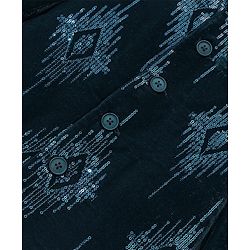 Babyhug Velvet Full Sleeves Embroidered Sherwani Kurta Pyjama Set  - Teal Blue