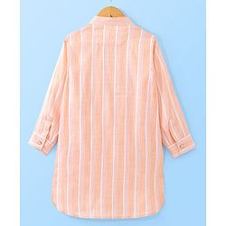 Babyhug Full Sleeves Lurex Printed Pathani Kurta Pyjama Set  - Coral