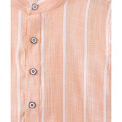 Babyhug Full Sleeves Lurex Printed Pathani Kurta Pyjama Set  - Coral