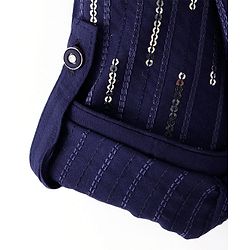 Babyhug Full Sleeves Sequenced Pathani Kurta Pyjama Set - Navy Blue