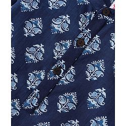 Babyhug 100% Cambric Full Sleeve Printed Kurta With Solid Dhoti Set - Navy