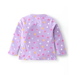 Babyhug Cotton Knit Full Sleeves Night Suit with Text  & Polka Dots Printed - Lavender