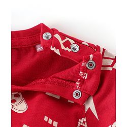 Babyhug Cotton Knit Full Sleeves Night Suit With Text Print - Red