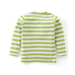 Babyhug Cotton Knit Full Sleeves Night Suit Stripes & Bear Print - Green
