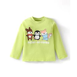 Babyhug Cotton Knit Full Sleeves Striped & Animals Printed Night Suit - Green