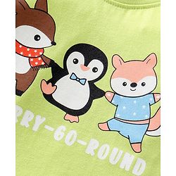Babyhug Cotton Knit Full Sleeves Striped & Animals Printed Night Suit - Green