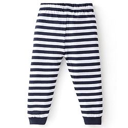 Babyhug Cotton Knit Full Sleeves Night Suit Crocodile Printed - Navy Blue