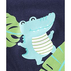 Babyhug Cotton Knit Full Sleeves Night Suit Crocodile Printed - Navy Blue