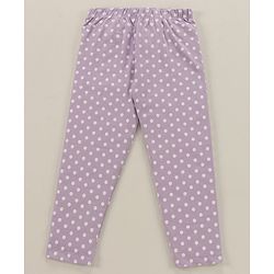 Babyhug Cotton Single Jersey Knit Full Sleeves Night Suit Polka Dot Print - Lavender