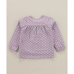 Babyhug Cotton Single Jersey Knit Full Sleeves Night Suit Polka Dot Print - Lavender