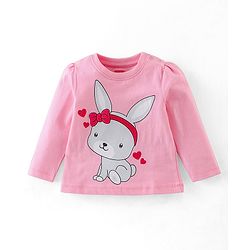 Babyhug Cotton Knit Full Sleeves Bunny Printed Night Suit - Pink