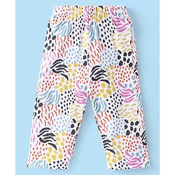 Babyhug Cotton Knit Full Sleeves Zebra Printed Night Suit - White