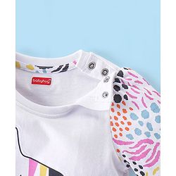 Babyhug Cotton Knit Full Sleeves Zebra Printed Night Suit - White