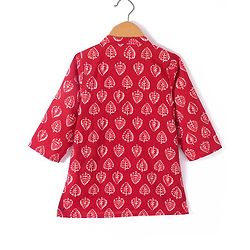 Babyhug 100% Cambric Full Sleeve Printed Kurta With Dhoti Set - Red