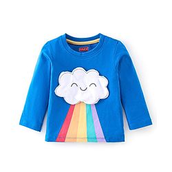 Babyhug Cotton Knit Full Sleeves Clouds Detailing  Night Suit - Blue