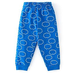 Babyhug Cotton Knit Full Sleeves Clouds Detailing  Night Suit - Blue