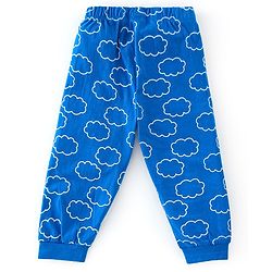 Babyhug Cotton Knit Full Sleeves Clouds Detailing  Night Suit - Blue