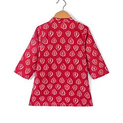 Babyhug 100% Cambric Full Sleeve Printed Kurta With Dhoti Set - Red
