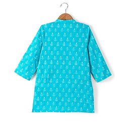 Babyhug 100% Cambric Full Sleeve Printed Kurta With Dhoti Set - Blue