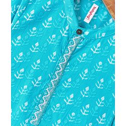 Babyhug 100% Cambric Full Sleeve Printed Kurta With Dhoti Set - Blue