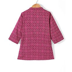 Babyhug Cotton Woven Full Sleeves Kurta and Dhoti Set Floral Print - Magenta