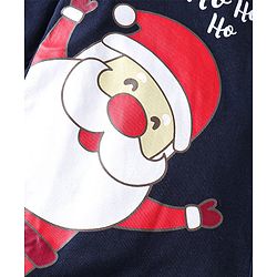 Babyhug Cotton Knit Full Sleeves Footed Sleep Suit Star & Santa Clause Print Pack of 2 - Red & Navy Blue