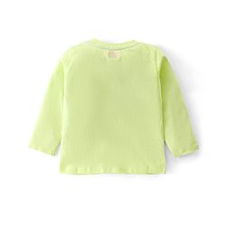 Babyhug 100% Coton Monster Print Dungaree With Front Pocket & Full Sleeves Inner Tee With Shoulder Snap Buttons - Light Green