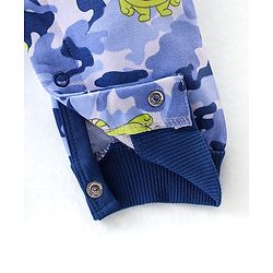 Babyhug 100% Coton Monster Print Dungaree With Front Pocket & Full Sleeves Inner Tee With Shoulder Snap Buttons - Light Green
