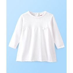 Babyhug Knitted Full Sleeves Woollen Dress With Solid Colour - Offwhite
