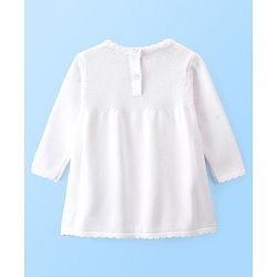 Babyhug Knitted Full Sleeves Woollen Dress With Solid Colour - Offwhite