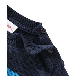 Babyhug Cotton Full Sleeves Color Block Light Winter Pullover with Bear Patch - Multicolor