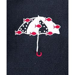 Babyhug Knitted Full Sleeves Woolen Dress with Umbrella Design - Navy Blue