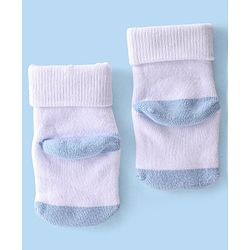 Cute Walk By Babyhug Terry Anti-Bacterial Ankle Length Socks With Panda Print Pack Of 3 - White Blue & Black