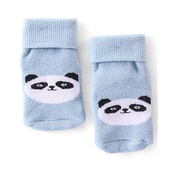 Cute Walk By Babyhug Terry Anti-Bacterial Ankle Length Socks With Panda Print Pack Of 3 - White Blue & Black