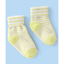 Cute Walk By Babyhug Terry Anti-Bacterial Ankle Length Socks Striped Pack Of 3 - White Green & Blue