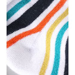 Cute Walk By Babyhug Terry Anti-Bacterial Ankle Length Socks Striped Pack Of 3 - White Green & Blue