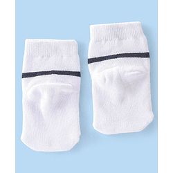 Cute Walk By Babyhug Terry Anti-Bacterial Ankle Length Socks With Teddy Print Pack Of 3 - White & Black