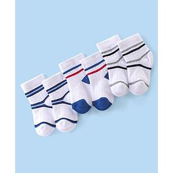 Cute Walk By Babyhug Anti-Bacterial Ankle Length Terry Socks Pack Of 3 - White & Blue