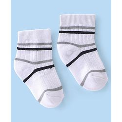 Cute Walk By Babyhug Anti-Bacterial Ankle Length Terry Socks Pack Of 3 - White & Blue