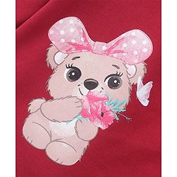 Babyhug 100% Cotton Full Sleeves Vest With Teddy Print Pack Of 3 - White Maroon & Pink