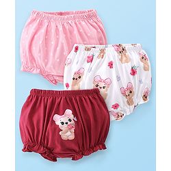 Babyhug 100% Cotton Bloomers Printed Pack of 3 - Pink & Red